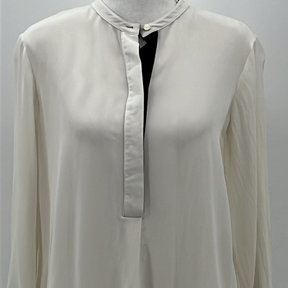 Vince 100% Silk Color Tipped Long Sleeve Blouse - Size XS - Picture 2 of 6